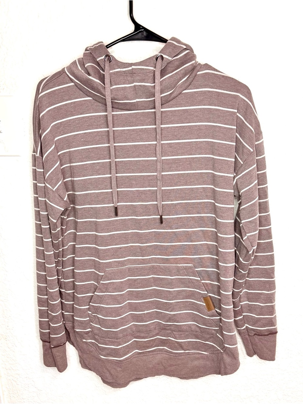 Maurices Mauve & White Striped Pullover Hoodie Size Small